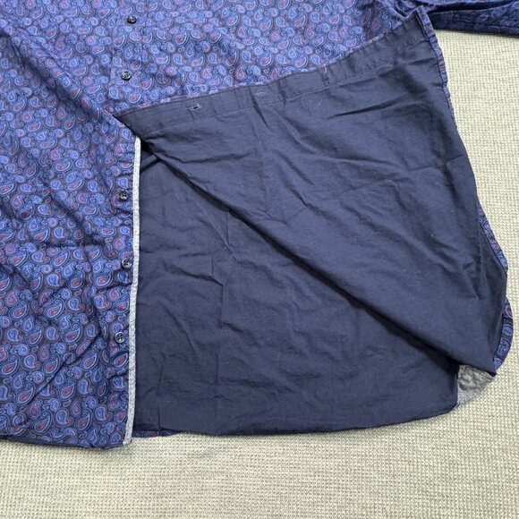 Twenty Eight Degrees Mens Size 3XLT Blue Paisley Button Up Shirt Cotton - Picture 4 of 11